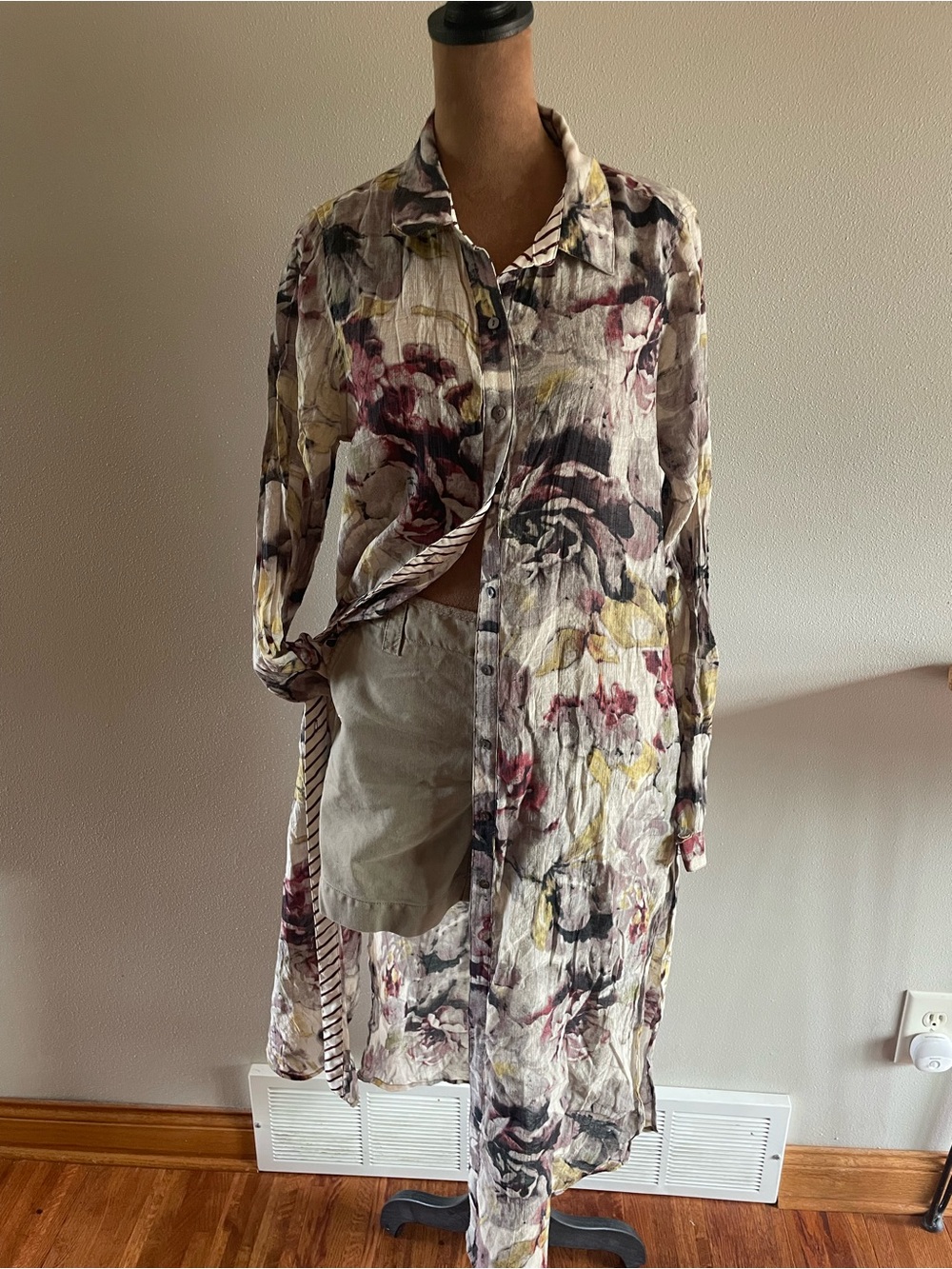 Mystree Floral and Stripe Mixed-Print Dress in Burgundy, Pink, Yellow
